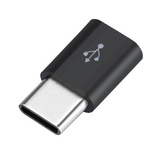 USB-micro female naar USB-C male adapter voorkant schuin